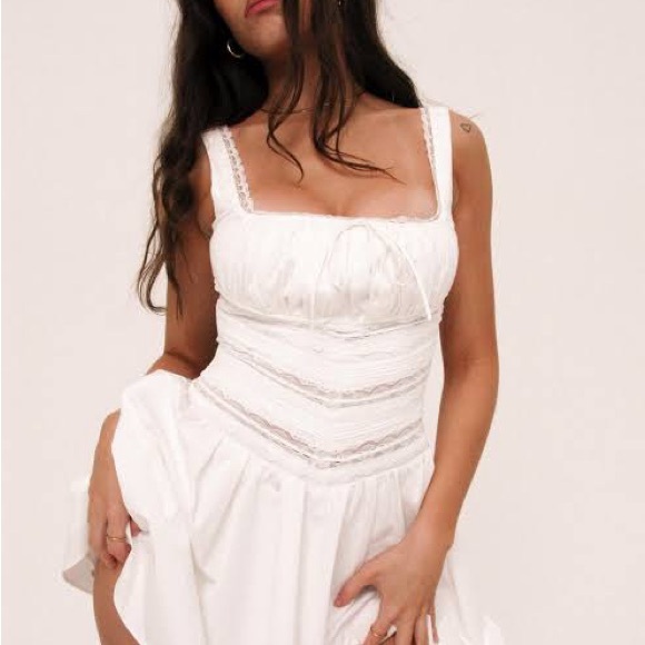 House of CB White Lace-Trim Mini Dress Tiffani mini dress xs - Picture 9 of 13